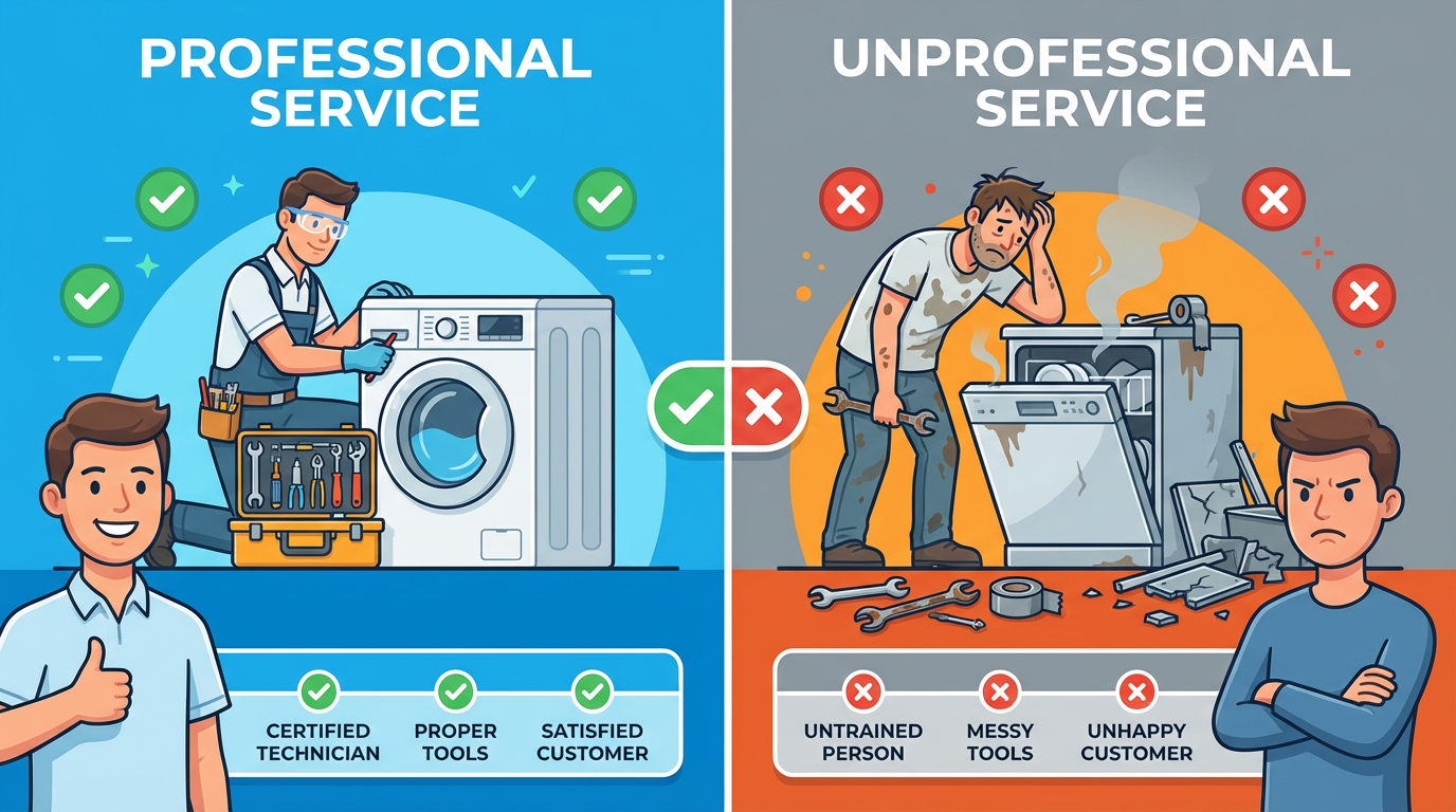 专业与非专业维修服务对比