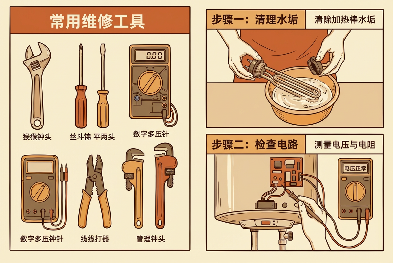 热水器维修工具和步骤